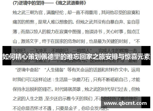 如何精心策划佩德里的难忘回家之旅安排与惊喜元素